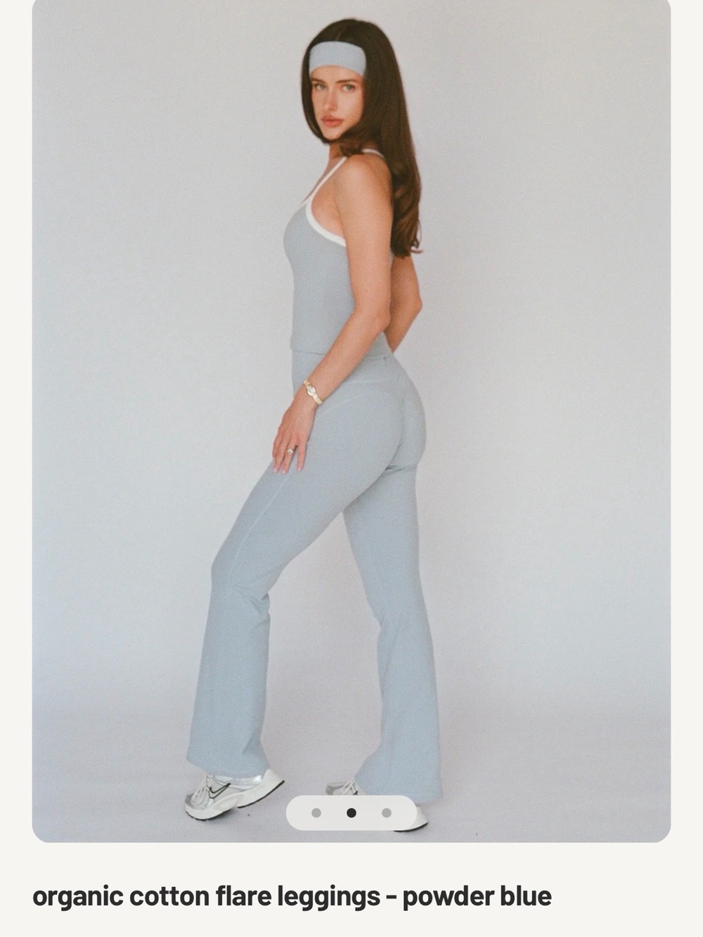 Layere — organic cotton flare leggings - powder blue
